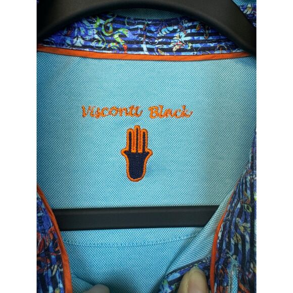 Bundle of 2 VISCONTI BLACK Blue and White Polos, Both Sz M - Picture 5 of 15